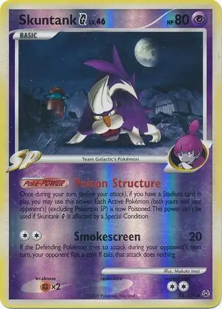 Skuntank G Reverse Holo Pokemon card from Platinum