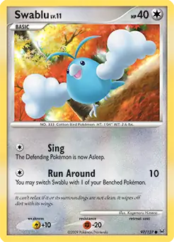 Swablu Pokemon card from Platinum