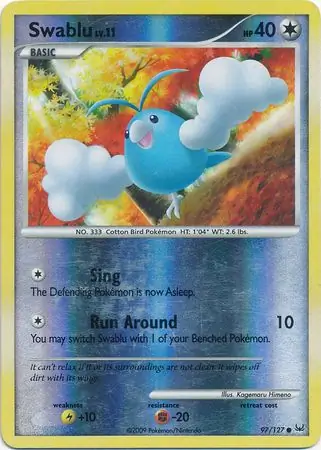 Swablu Reverse Holo Pokemon card from Platinum