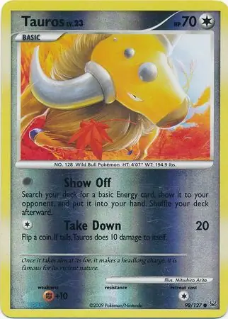Tauros Reverse Holo Pokemon card from Platinum