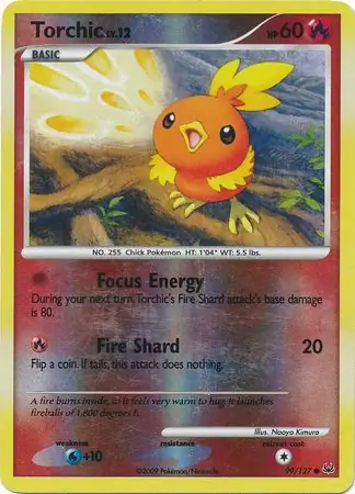 Torchic Reverse Holo Pokemon card from Platinum