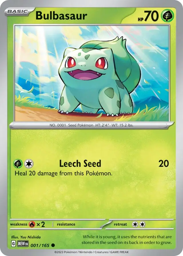 Bulbasaur Pokemon card from Pokemon Card 151