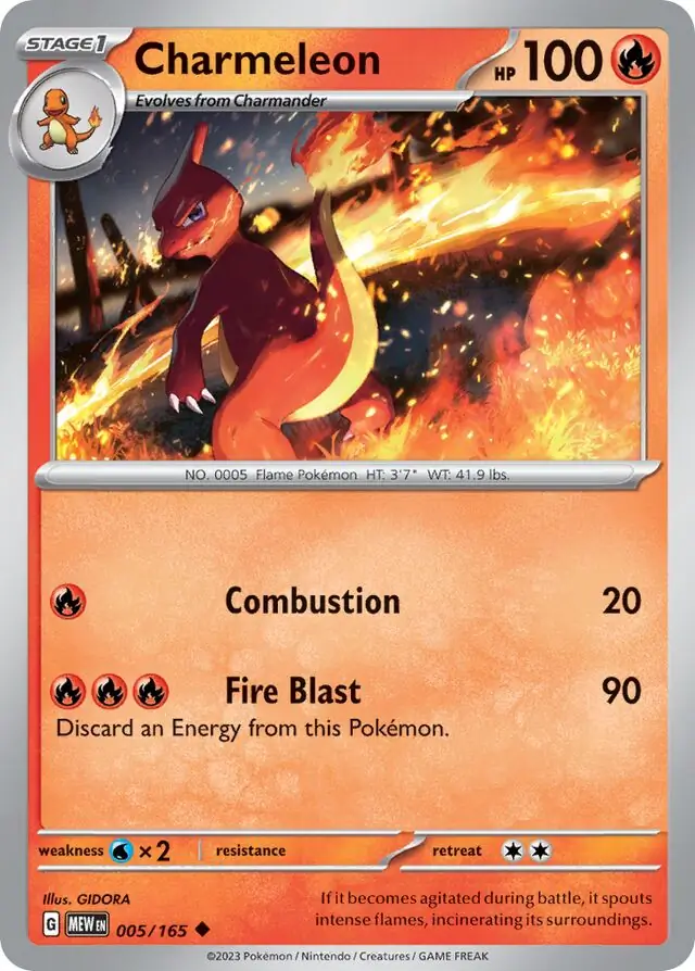 Charmeleon Pokemon card from Pokemon Card 151