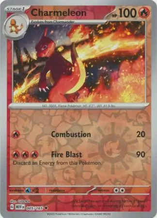 Charmeleon Reverse Holo Pokemon card from Pokemon Card 151
