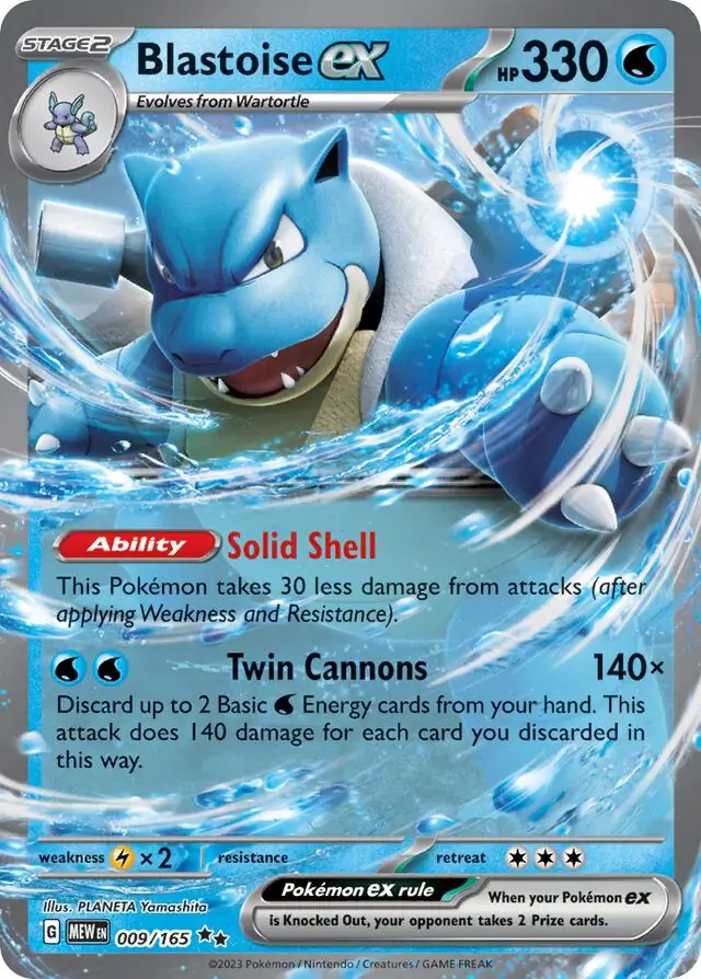 Blastoise ex Pokemon card from Pokemon Card 151