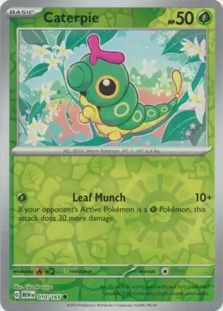Caterpie Reverse Holo Pokemon card from Pokemon Card 151