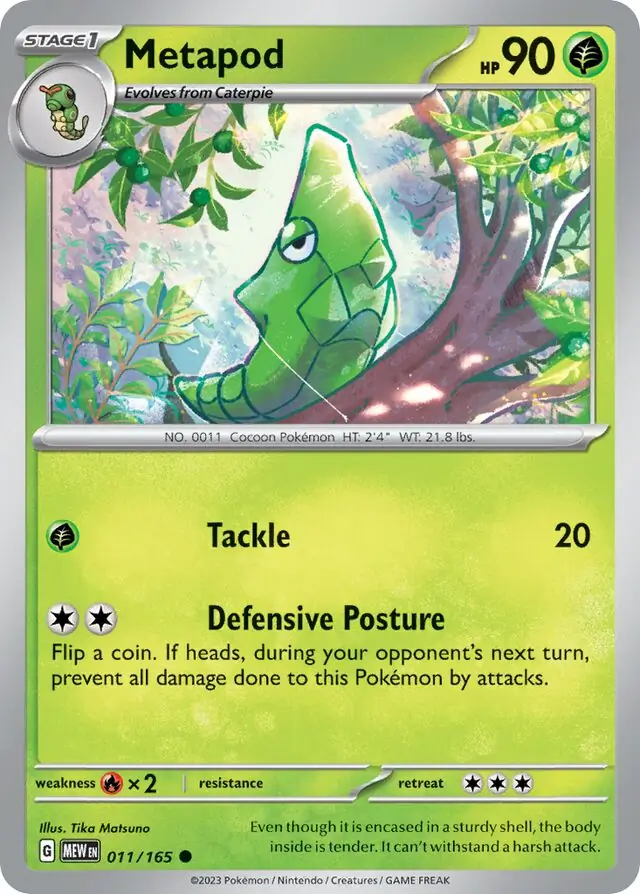 Metapod Pokemon card from Pokemon Card 151
