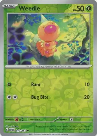Weedle Reverse Holo Pokemon card from Pokemon Card 151