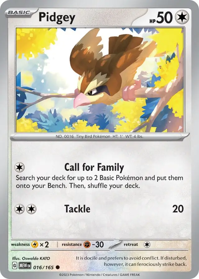 Pidgey Pokemon card from Pokemon Card 151
