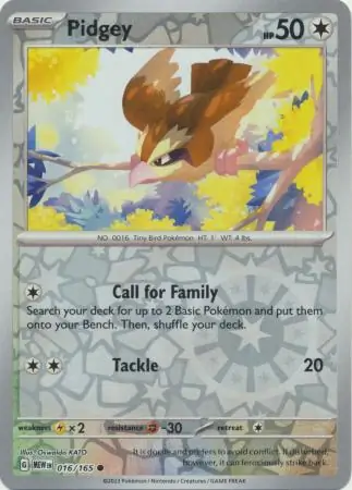 Pidgey Reverse Holo Pokemon card from Pokemon Card 151