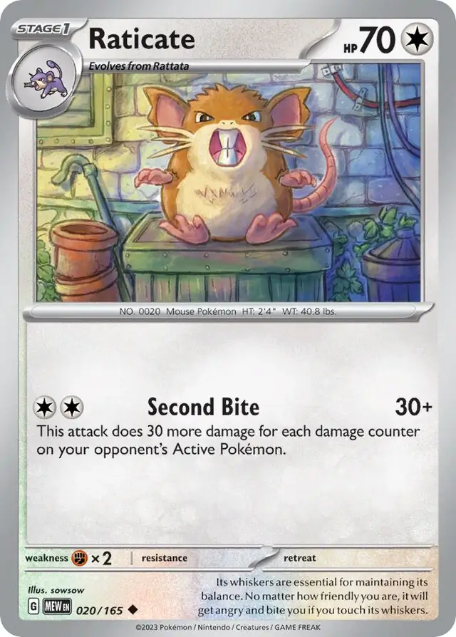 Raticate Pokemon card from Pokemon Card 151