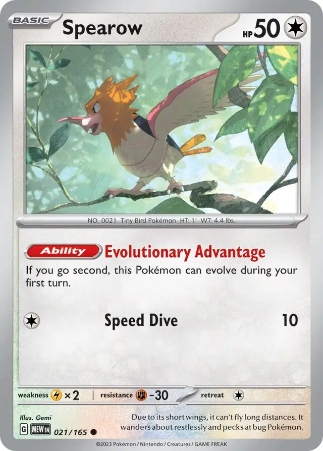 Spearow Pokemon card from Pokemon Card 151