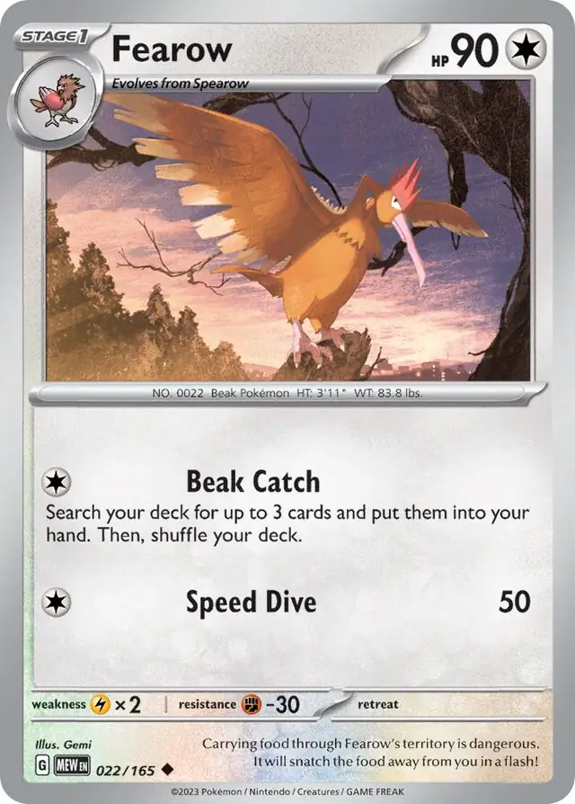 Fearow Pokemon card from Pokemon Card 151