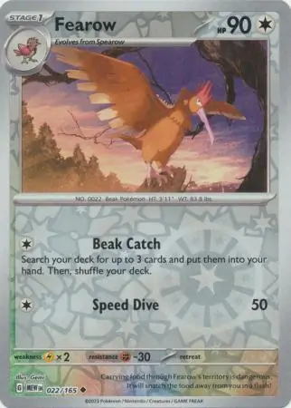 Fearow Reverse Holo Pokemon card from Pokemon Card 151