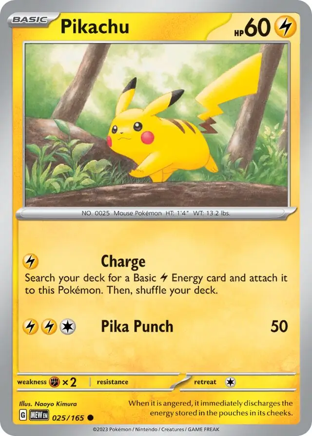 Pikachu Pokemon card from Pokemon Card 151