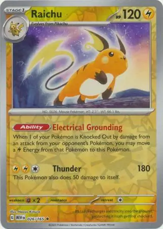 Raichu Reverse Holo Pokemon card from Pokemon Card 151