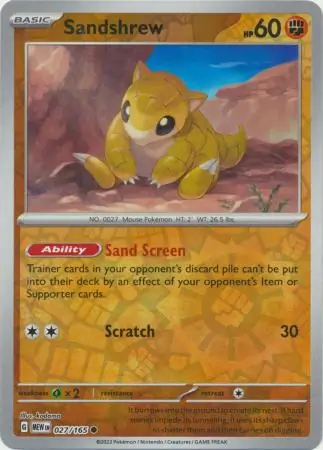 Sandshrew Reverse Holo Pokemon card from Pokemon Card 151