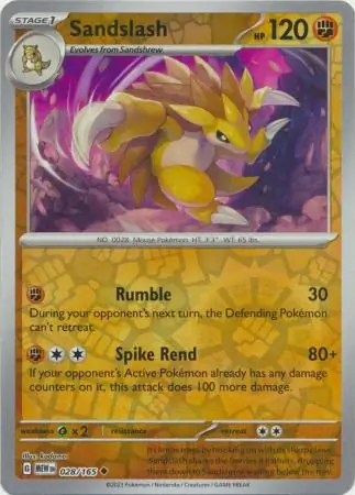 Sandslash Reverse Holo Pokemon card from Pokemon Card 151