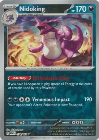 Nidoking Reverse Holo Pokemon card from Pokemon Card 151