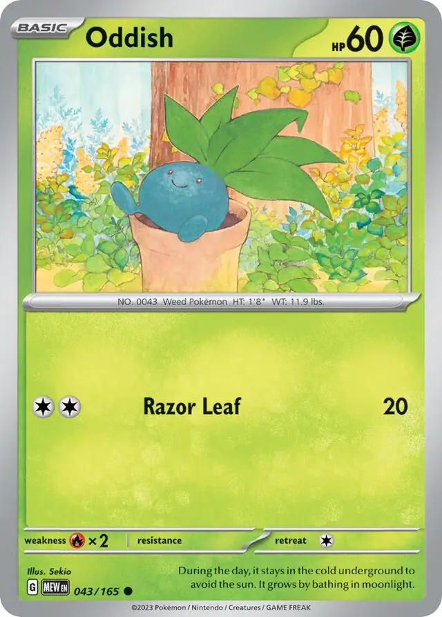 Oddish Pokemon card from Pokemon Card 151