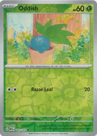 Oddish Reverse Holo Pokemon card from Pokemon Card 151