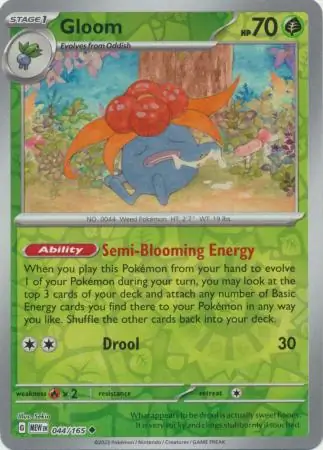 Gloom Reverse Holo Pokemon card from Pokemon Card 151