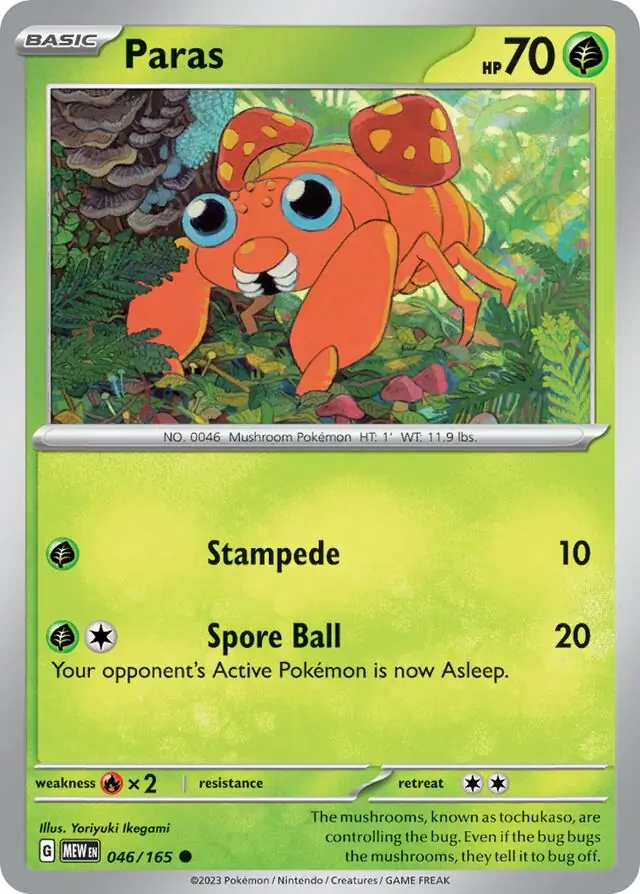 Paras Pokemon card from Pokemon Card 151