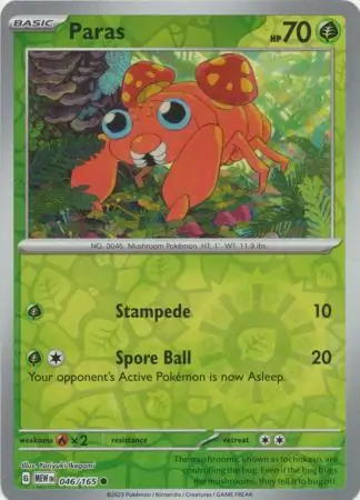 Paras Reverse Holo Pokemon card from Pokemon Card 151