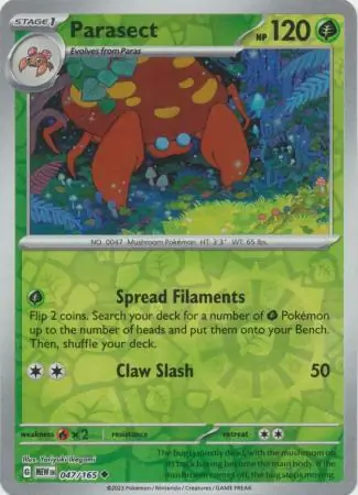 Parasect Reverse Holo Pokemon card from Pokemon Card 151