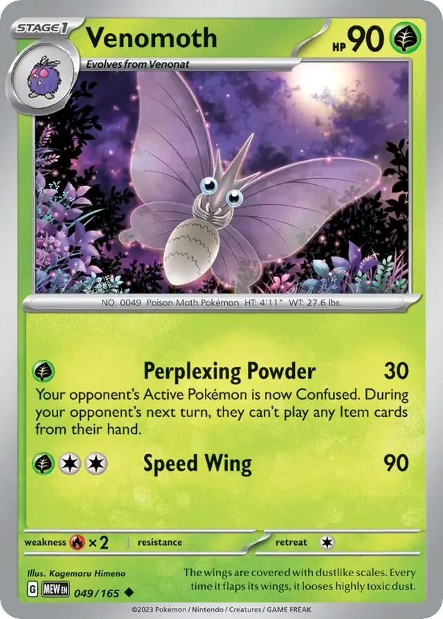Venomoth Pokemon card from Pokemon Card 151