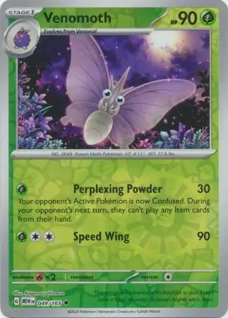Venomoth Reverse Holo Pokemon card from Pokemon Card 151