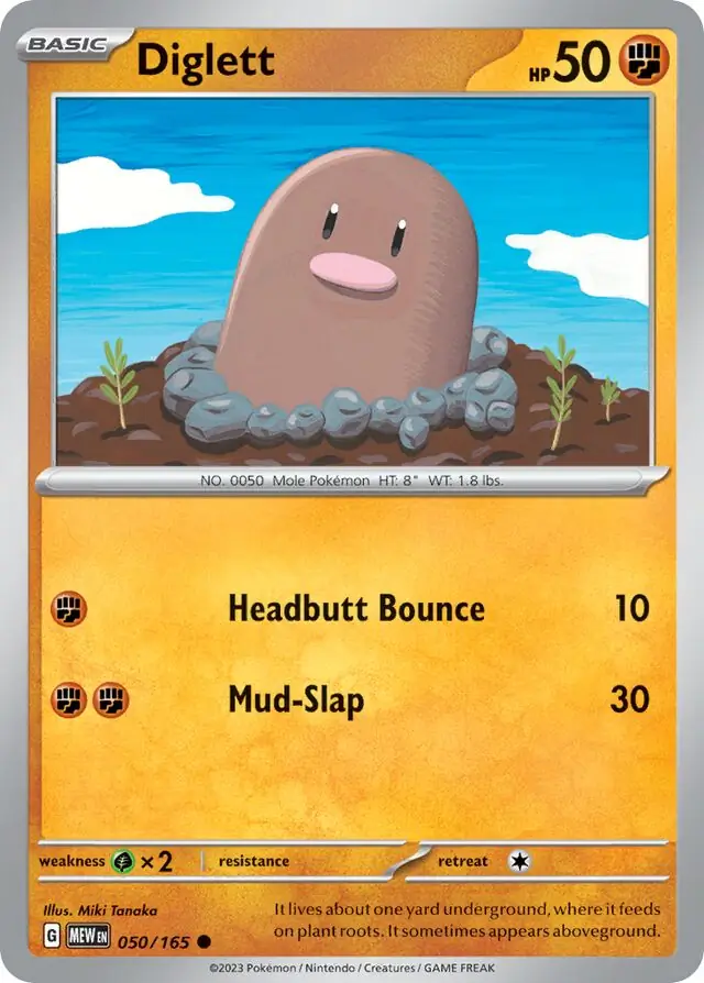 Diglett Pokemon card from Pokemon Card 151