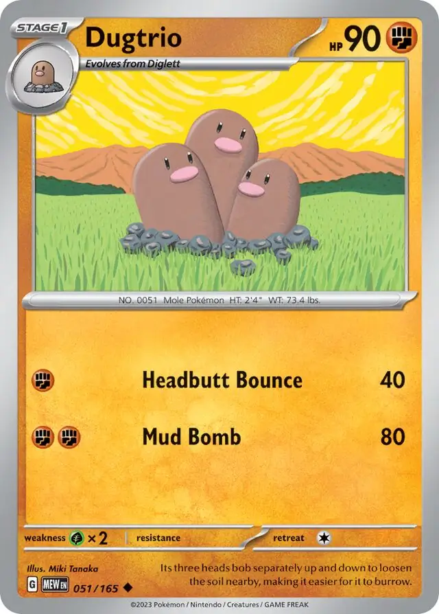 Dugtrio Pokemon card from Pokemon Card 151