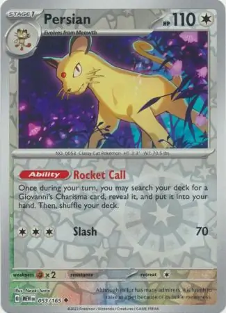 Persian Reverse Holo Pokemon card from Pokemon Card 151