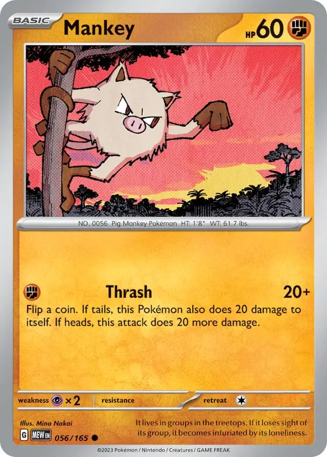 Mankey Pokemon card from Pokemon Card 151