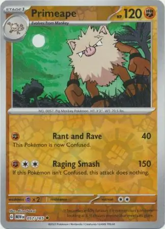 Primeape Reverse Holo Pokemon card from Pokemon Card 151