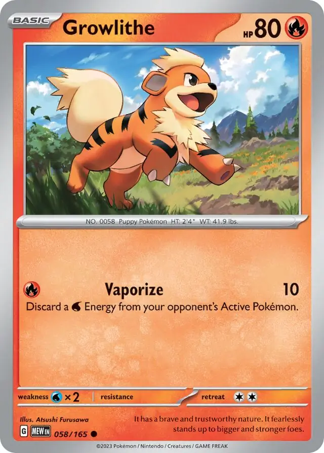 Growlithe Pokemon card from Pokemon Card 151