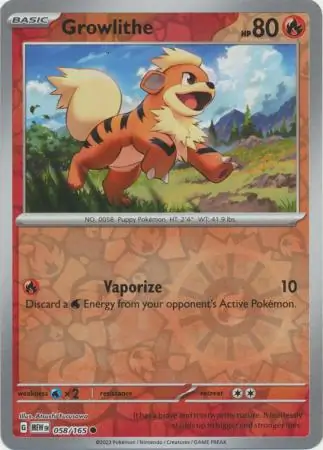 Growlithe Reverse Holo Pokemon card from Pokemon Card 151