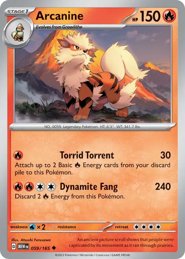 Arcanine Pokemon card from Pokemon Card 151