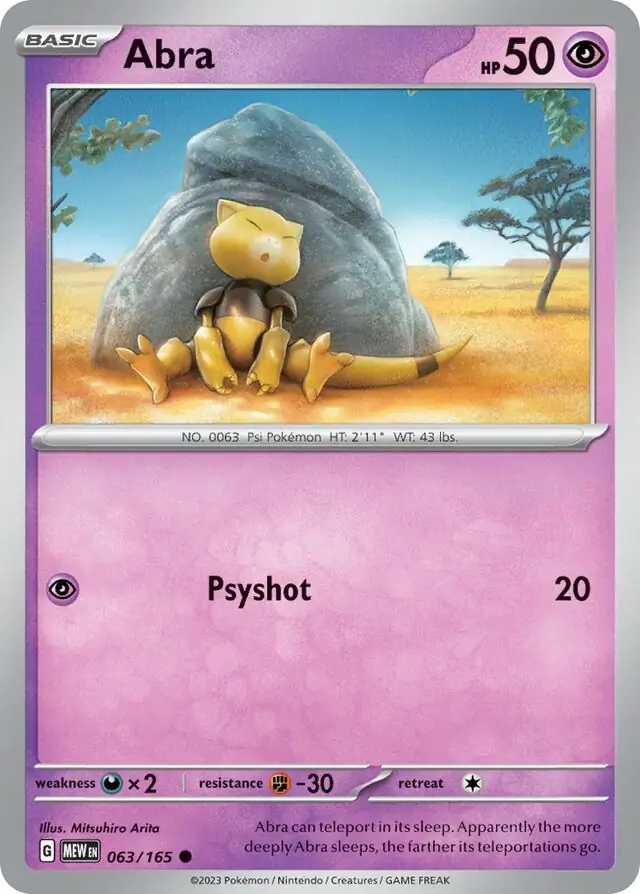 Abra Pokemon card from Pokemon Card 151