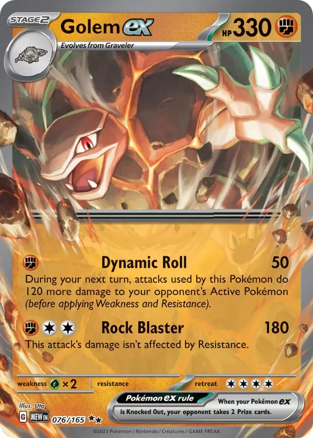 Golem ex Pokemon card from Pokemon Card 151