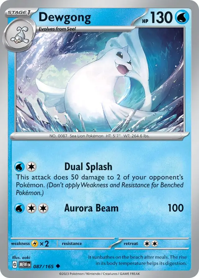 Dewgong Pokemon card from Pokemon Card 151