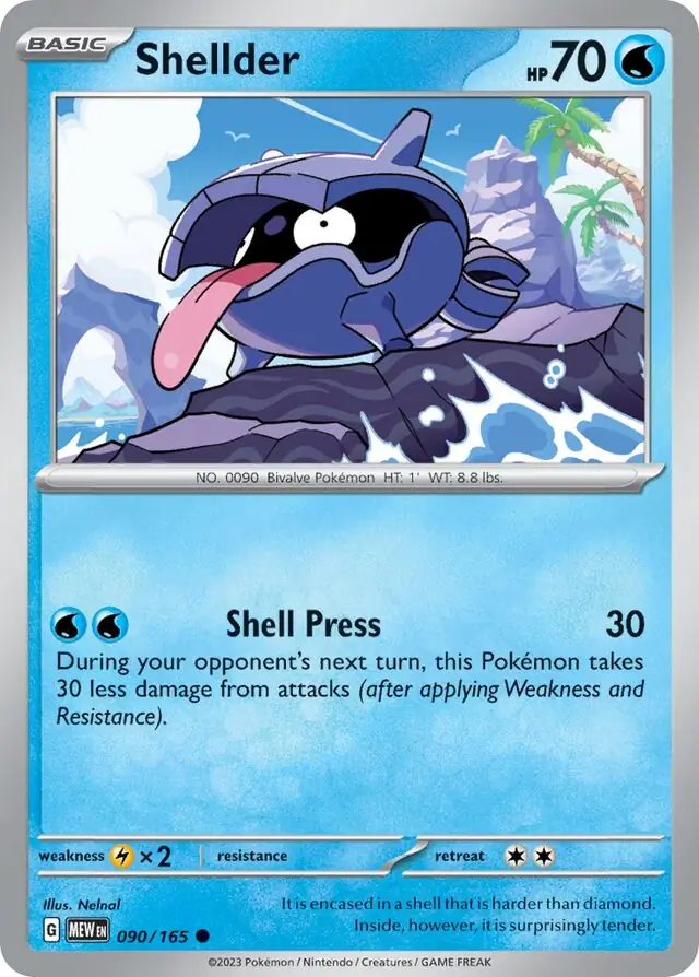 Shellder Pokemon card from Pokemon Card 151