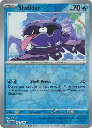 Shellder Reverse Holo Pokemon card from Pokemon Card 151