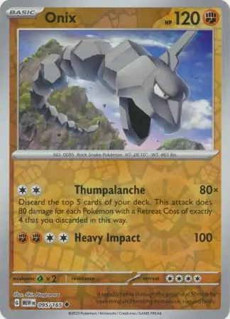 Onix Reverse Holo Pokemon card from Pokemon Card 151