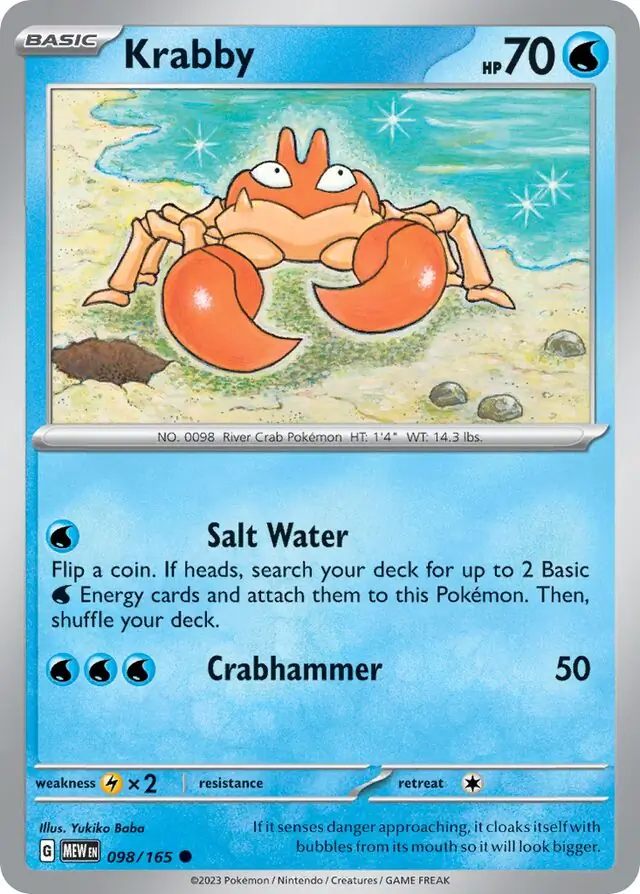 Krabby Pokemon card from Pokemon Card 151