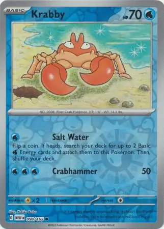 Krabby Reverse Holo Pokemon card from Pokemon Card 151