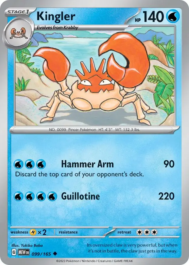 Kingler Pokemon card from Pokemon Card 151