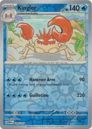Kingler Reverse Holo Pokemon card from Pokemon Card 151