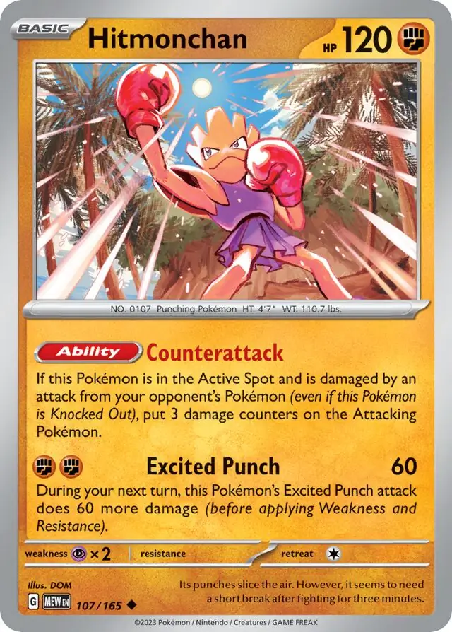 Hitmonchan Pokemon card from Pokemon Card 151